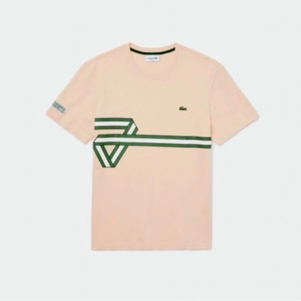Lacoste Ribbon Striped‎ crewneck Regular Fit Men’s T-shirt  Size Large New